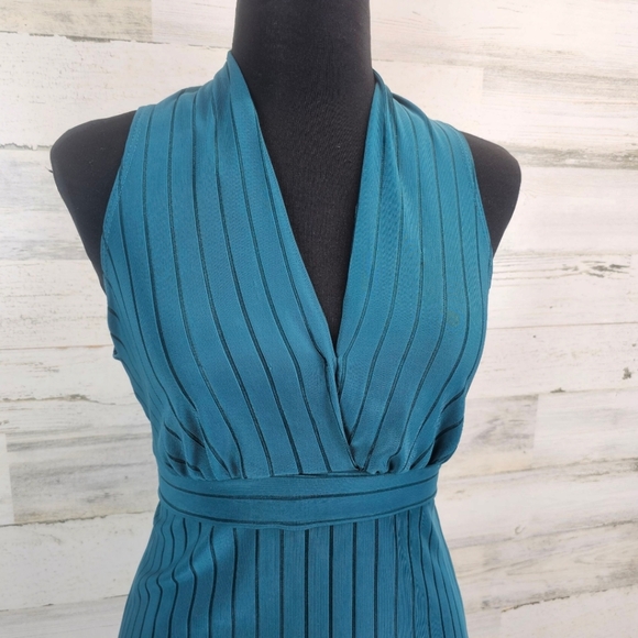 Vtg Moa Moa V-Neck Sleeveless Tie Back Babydoll Top XL Teal Green Y2K 90s Halter - Picture 7 of 11